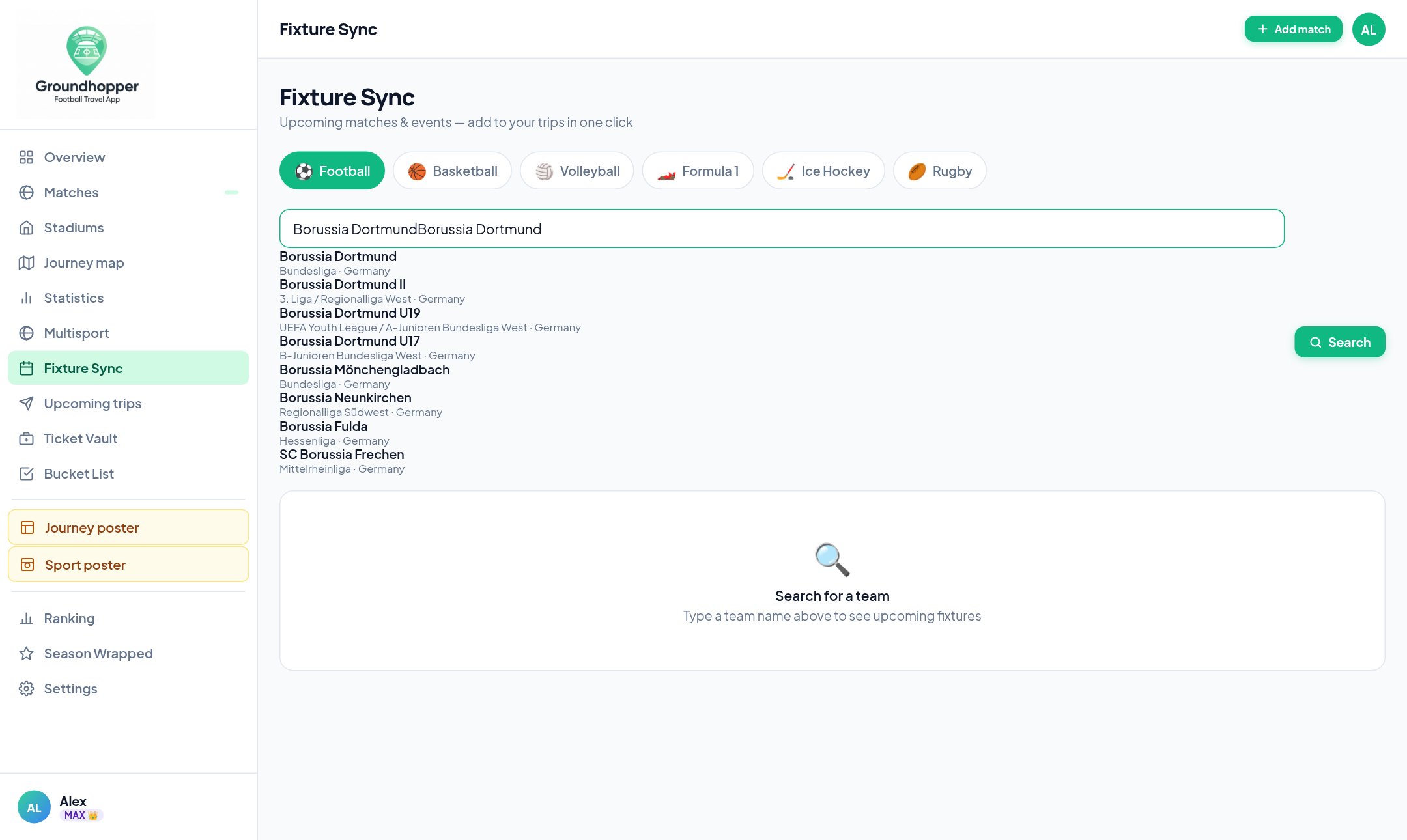 Fixture Sync — your club's upcoming matches, football to F1
